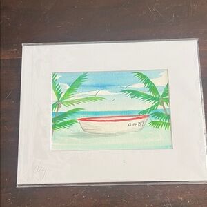 Tropical Boat Watercolor Art Print
